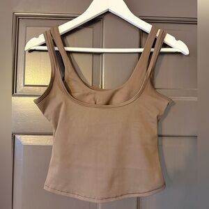 NikeSKIMS Double Strap Scoop Tank S Small Dark Sepia Brown NWT New Nike Skims